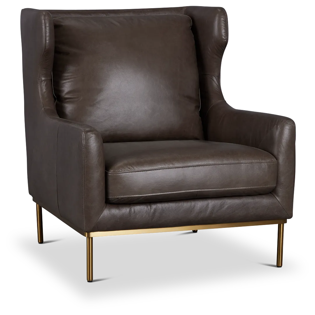 Cassian Dark Gray Leather Accent Chair