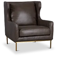 Cassian Dark Gray Leather Accent Chair