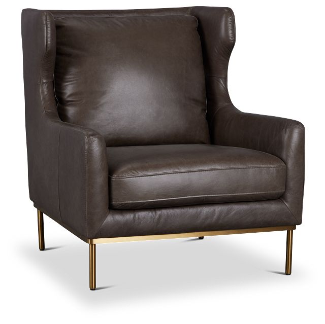 Cassian Dark Gray Leather Accent Chair