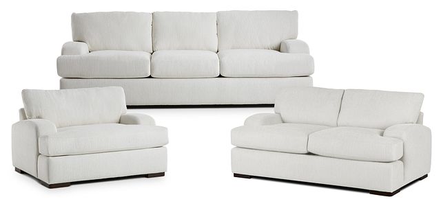Alpha White Fabric Living Room