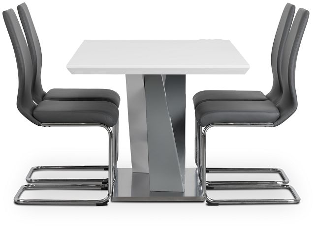 Lennox Gray Rect Table & 4 Upholstered Chairs