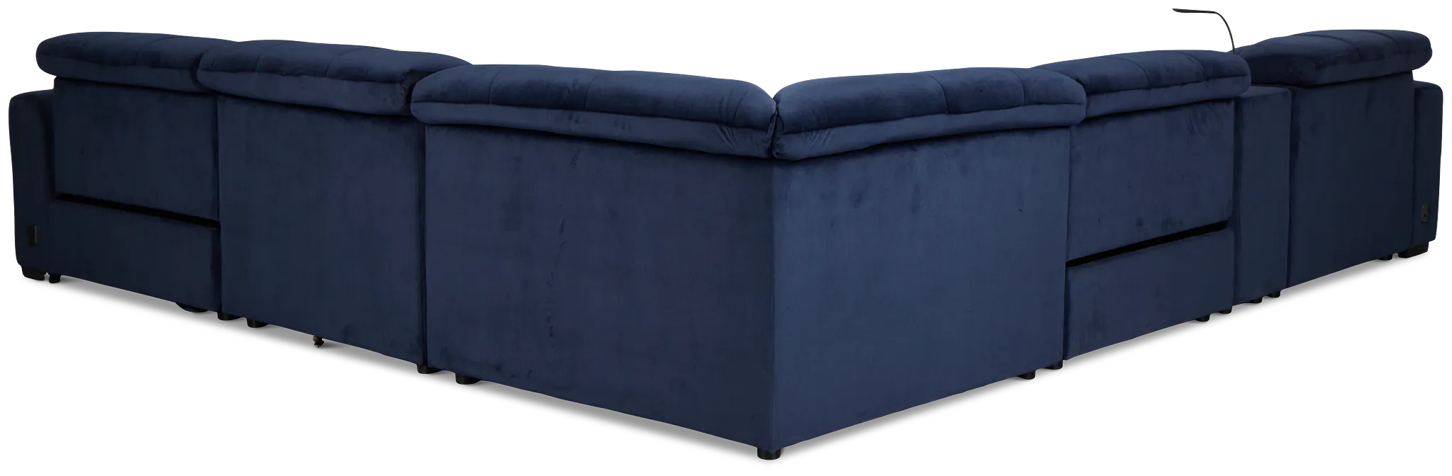 Gemma Navy Velvet Medium Triple Power Right Chaise Sectional