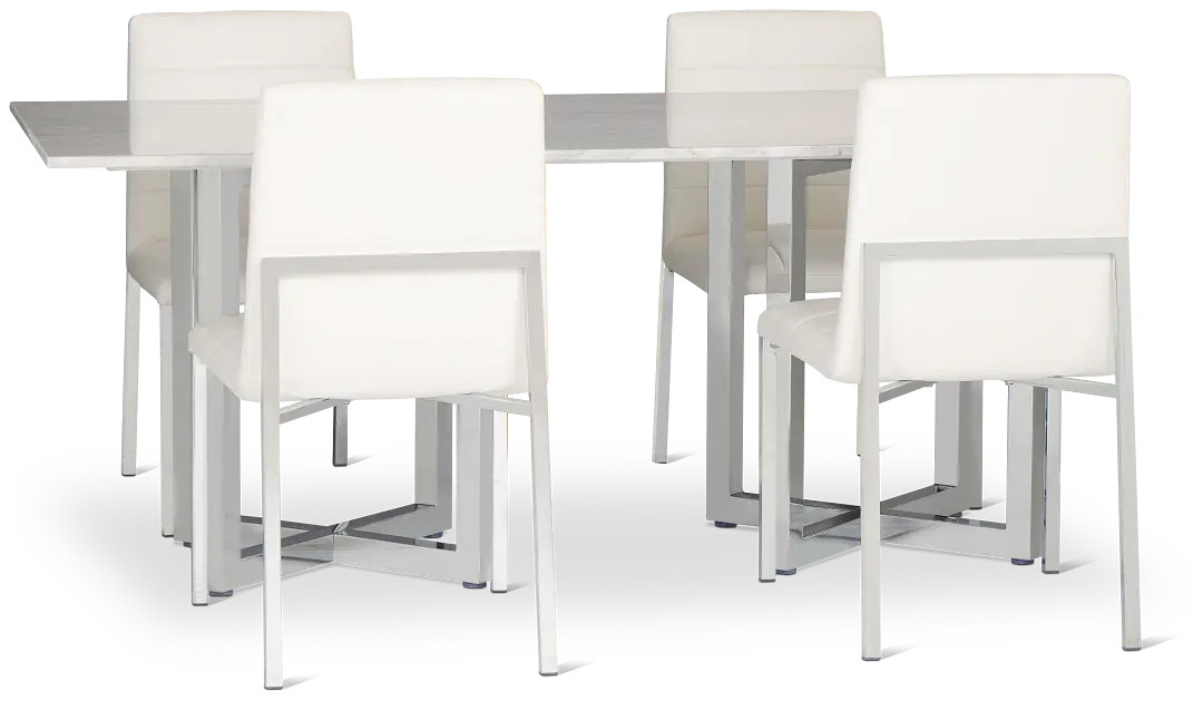 Amalfi White Marble Rectangular Table & 4 Upholstered Chairs Amalfi White Marble Rectangular Table & 4 Upholstered Chairs