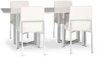 Amalfi White Marble Rectangular Table & 4 Upholstered Chairs