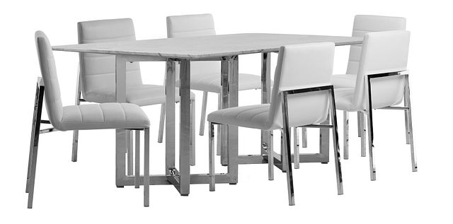 Amalfi White Marble Rectangular Table & 4 Upholstered Chairs (0)