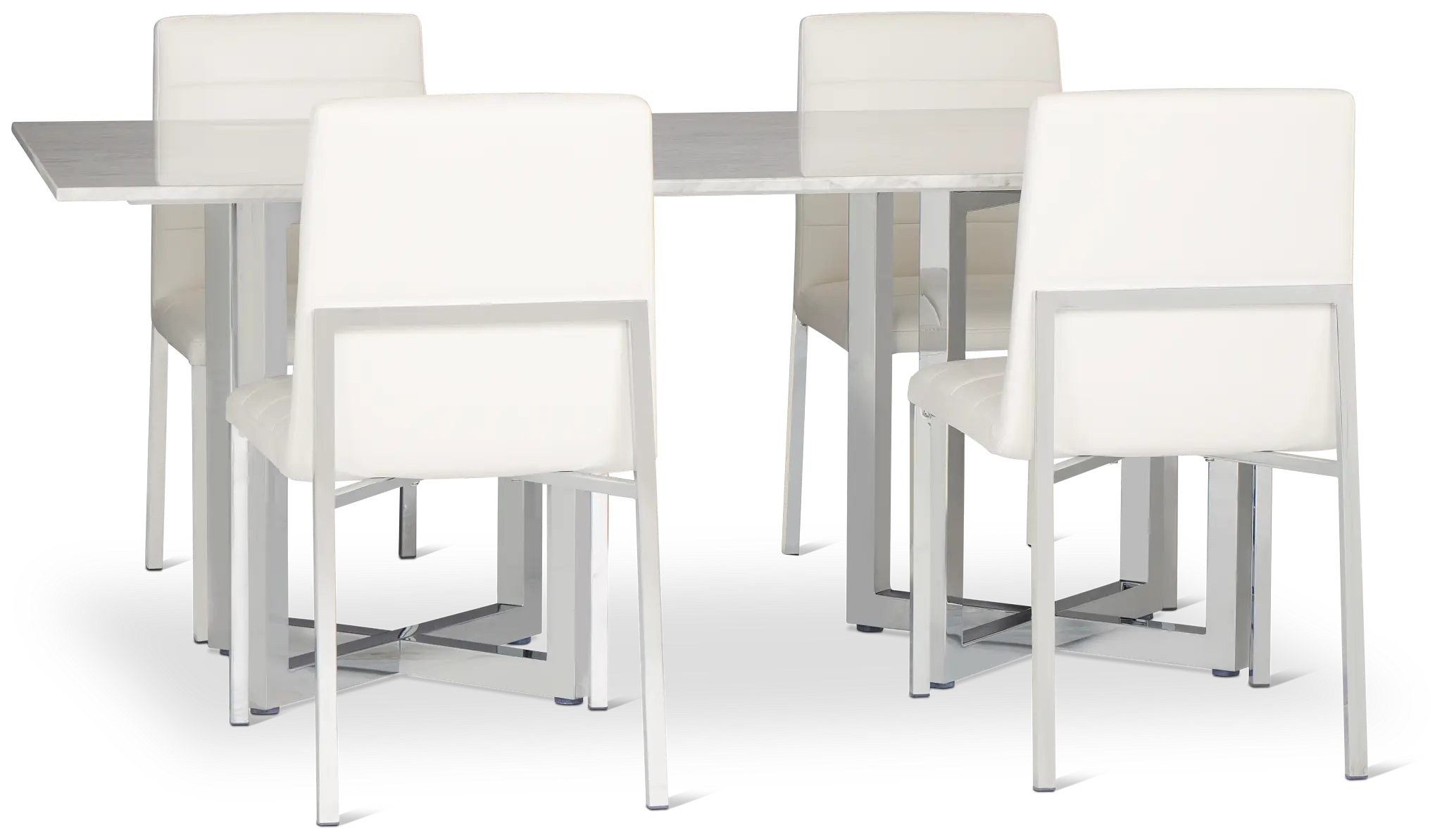 Amalfi White Marble Rectangular Table & 4 Upholstered Chairs Amalfi White Marble Rectangular Table & 4 Upholstered Chairs