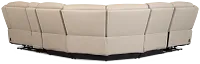 Wilder Taupe Leather Medium Dual Power Sectional W/refrigerated Console