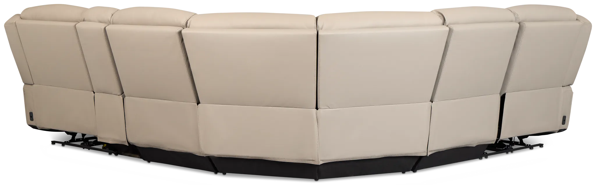 Wilder Taupe Leather Medium Dual Power Sectional W/refrigerated Console