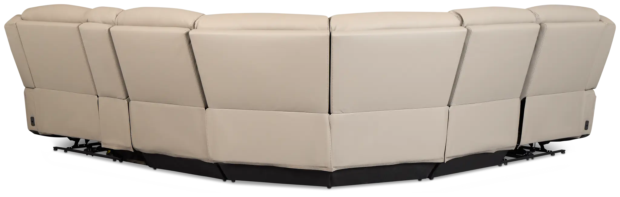 Wilder Taupe Leather Medium Dual Power Sectional W/refrigerated Console Wilder Taupe Leather Medium Dual Power Sectional W/refrigerated Console