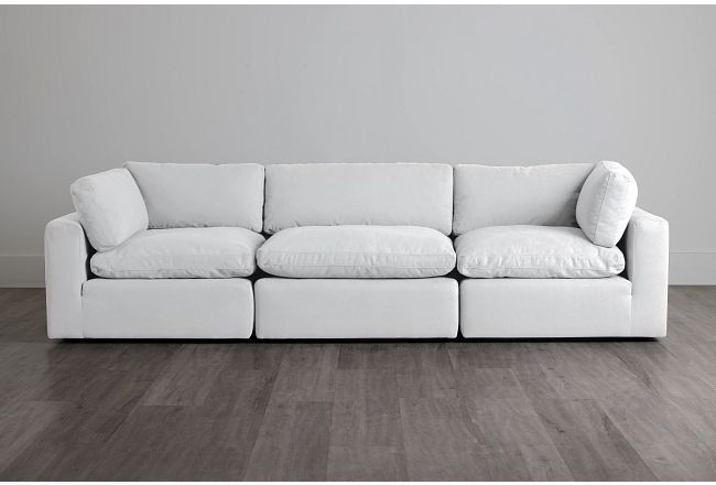 Grant White Fabric 3 Piece Modular Sofa