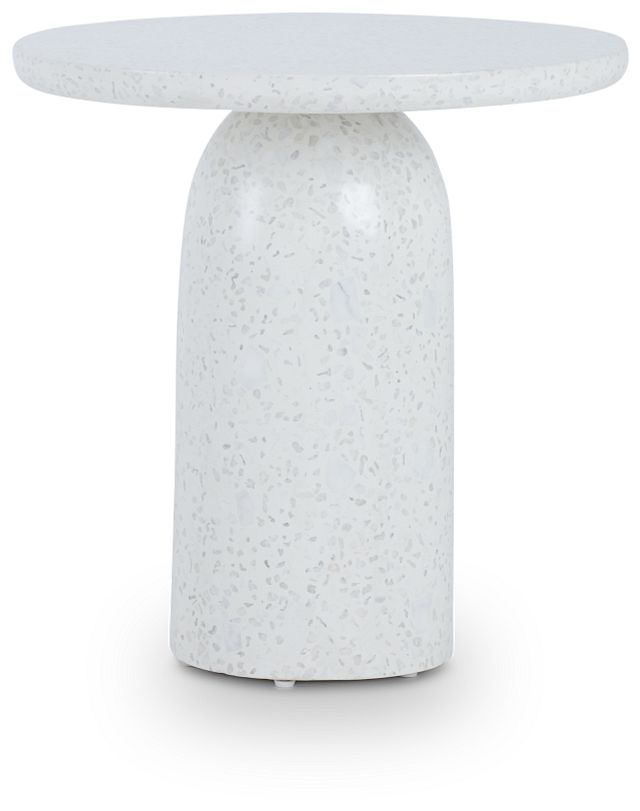 Marseilles White Stone Round End Table