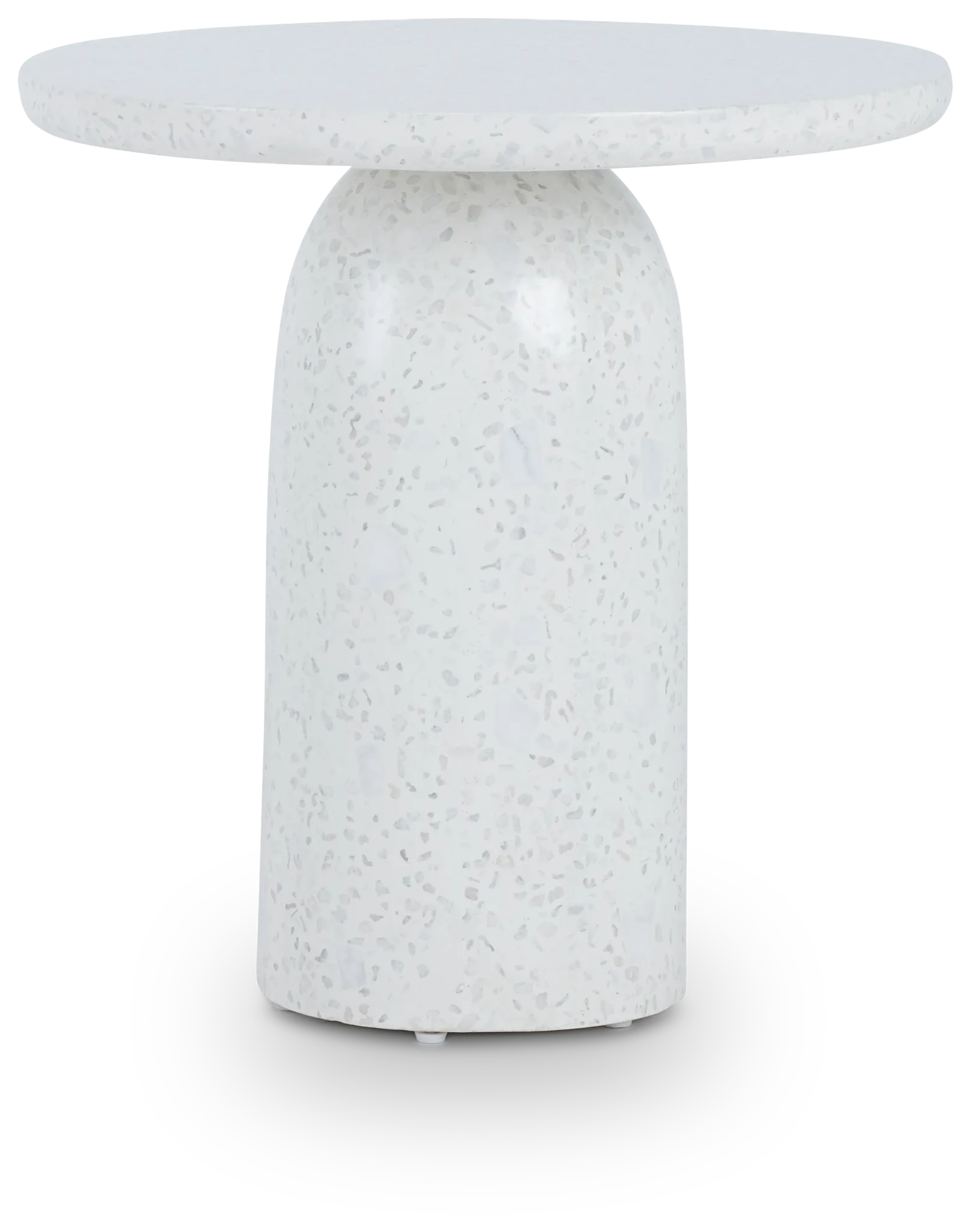 Marseilles White Stone Round End Table