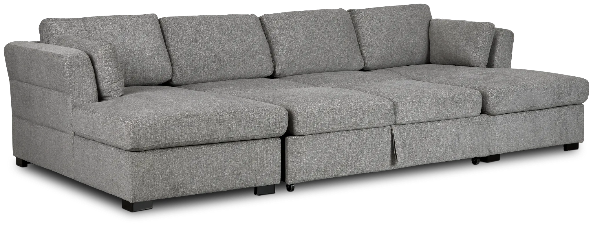 Amber Dark Gray Fabric Double Chaise Sleeper Storage Sectional