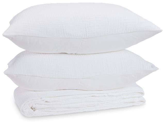 Cardaff White 3-piece Duvet Set
