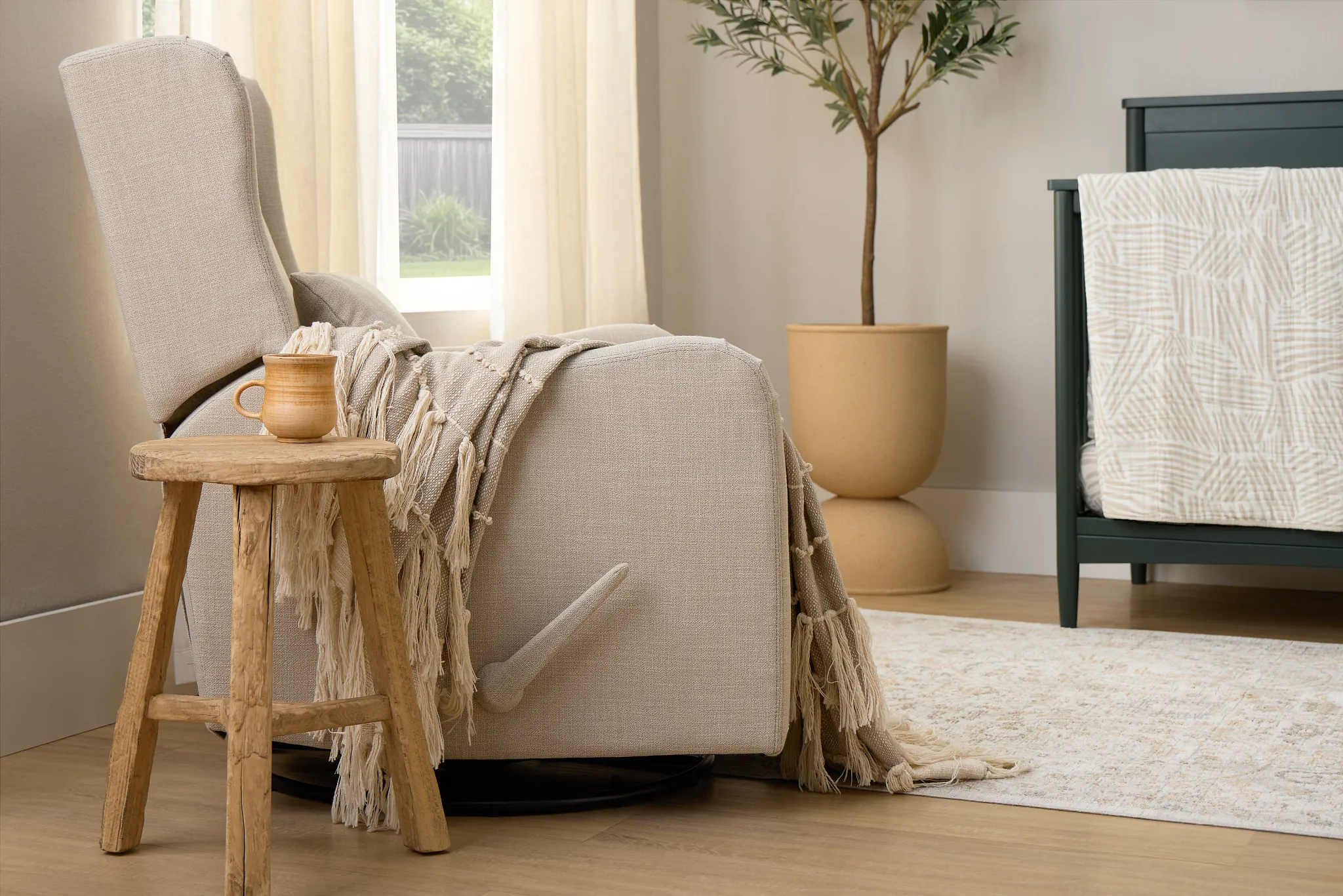 Georgia Khaki Fabric Swivel Glider Recliner