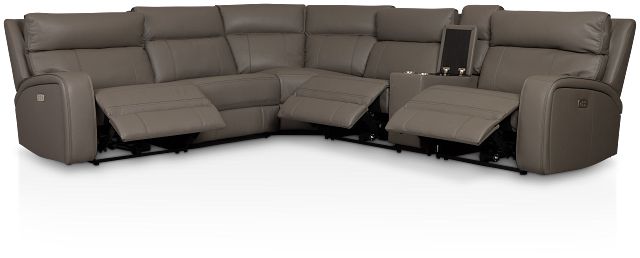 Rhett Gray Micro Small Triple Power Reclining Two-arm Sectional