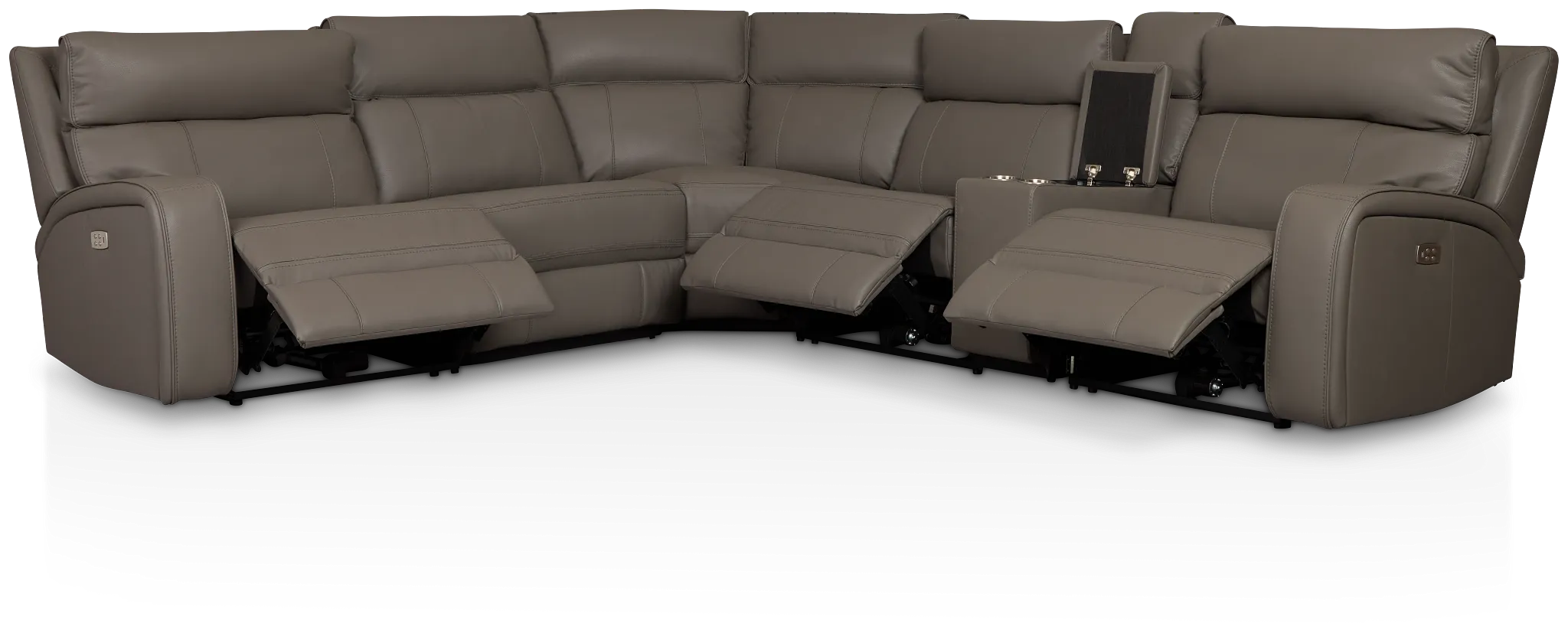 Rhett Gray Micro Small Triple Power Reclining Two-arm Sectional