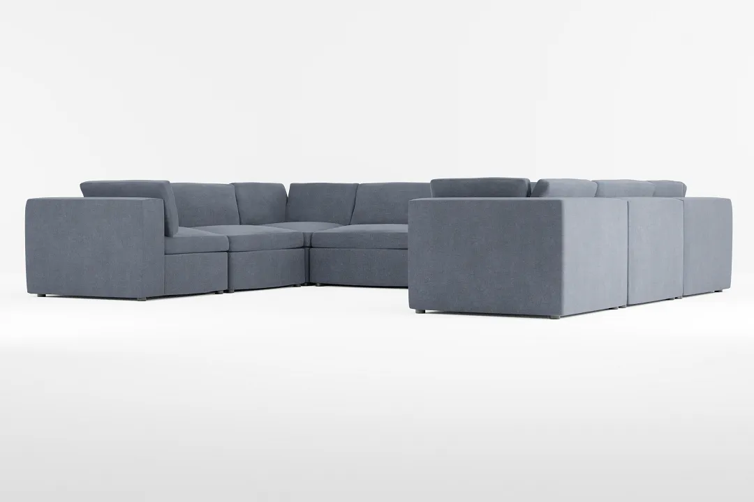 Destin Victory Dark Blue Fabric 8-piece Modular Sectional