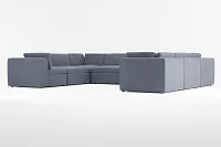 Destin Victory Dark Blue Fabric 8-piece Modular Sectional