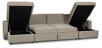 Addie Gray Fabric Double Chaise Sleeper Storage Sectional