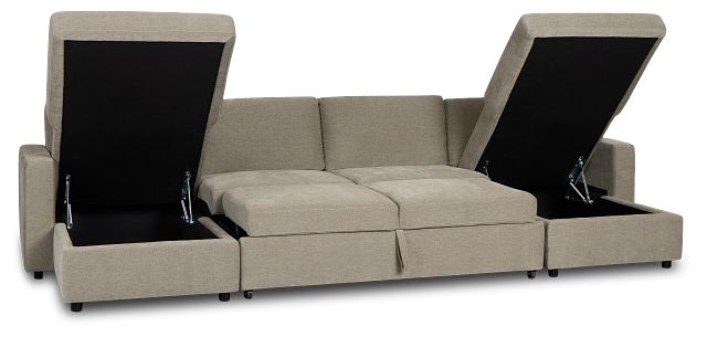 Addie Gray Fabric Double Chaise Sleeper Storage Sectional