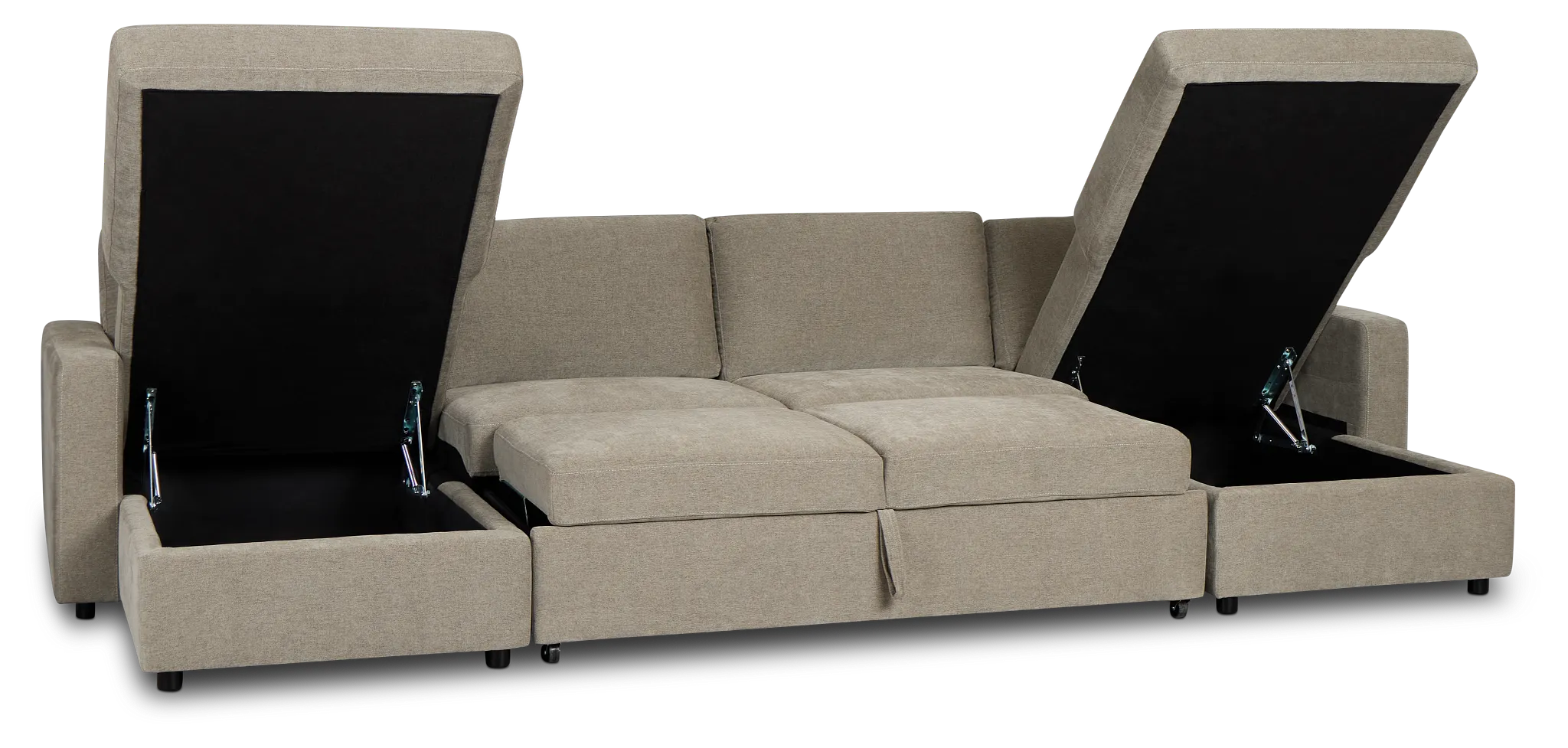 Addie Gray Fabric Double Chaise Sleeper Storage Sectional