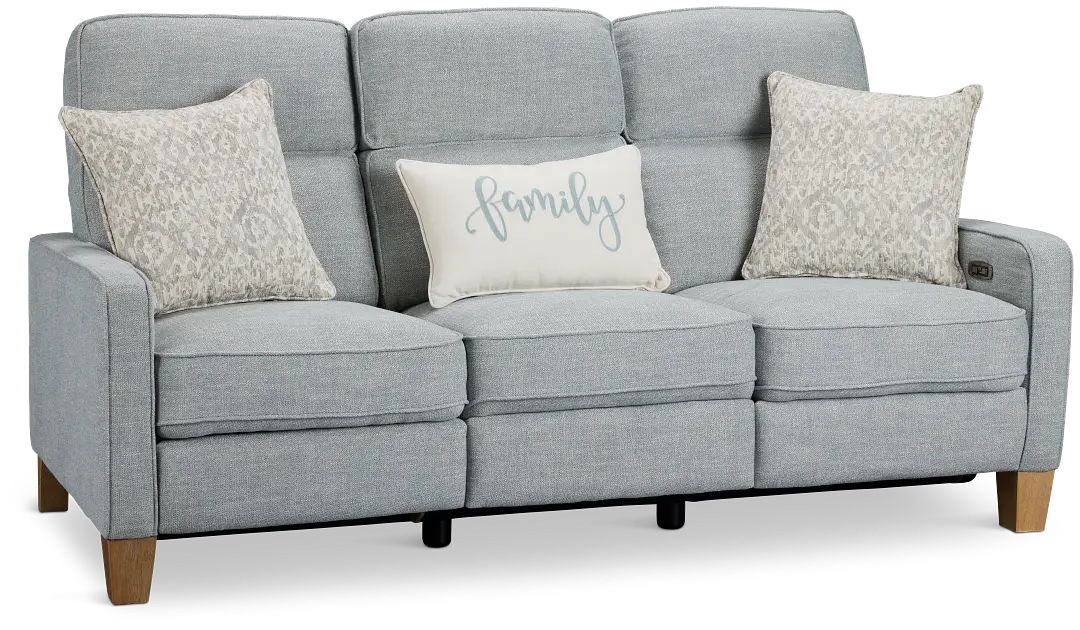 Bayside Light Blue Fabric Power Reclining Sofa Bayside Light Blue Fabric Power Reclining Sofa