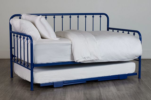 Rory Blue Metal Trundle Daybed