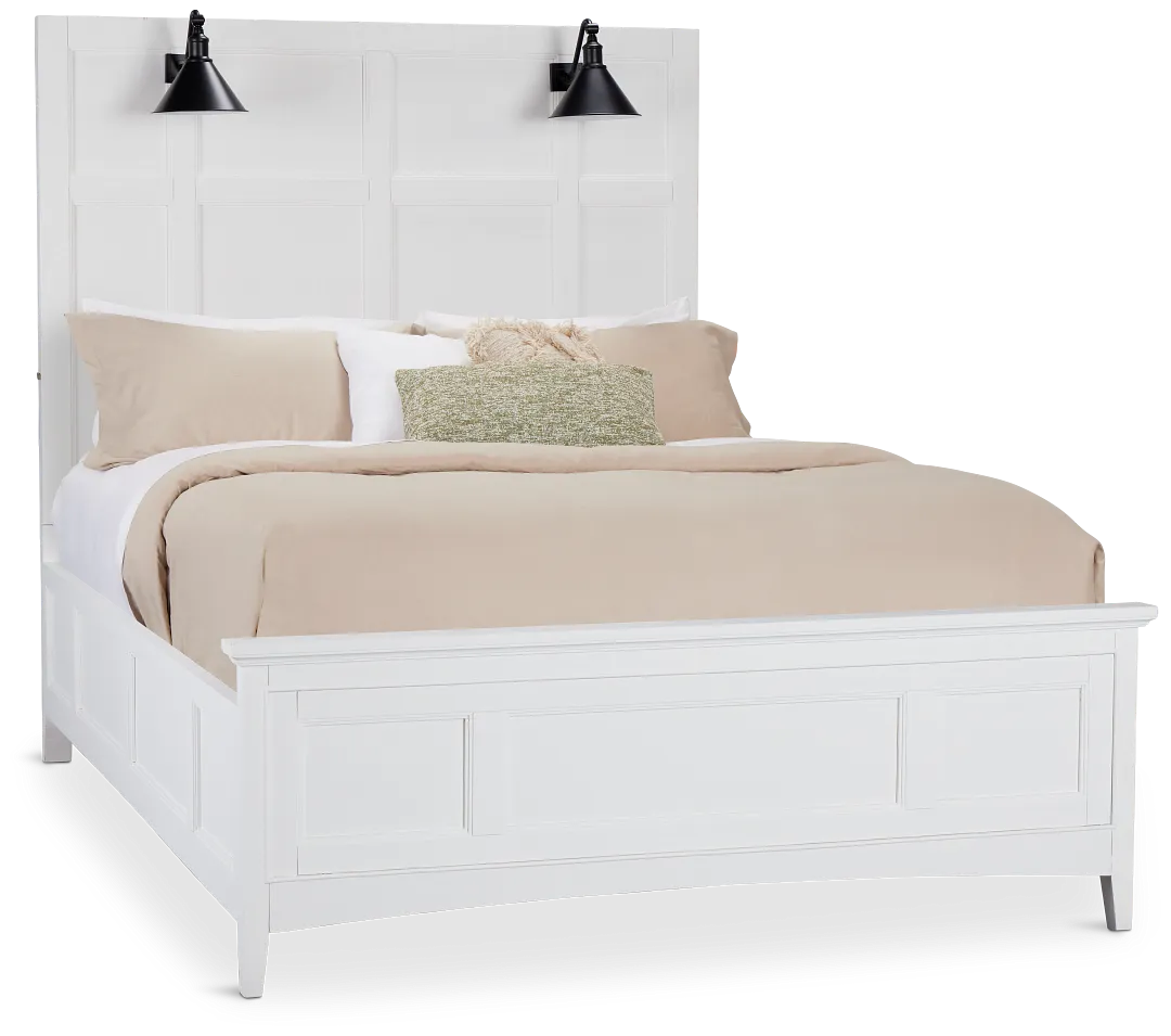 Heron Cove White Panel Bed With Lights