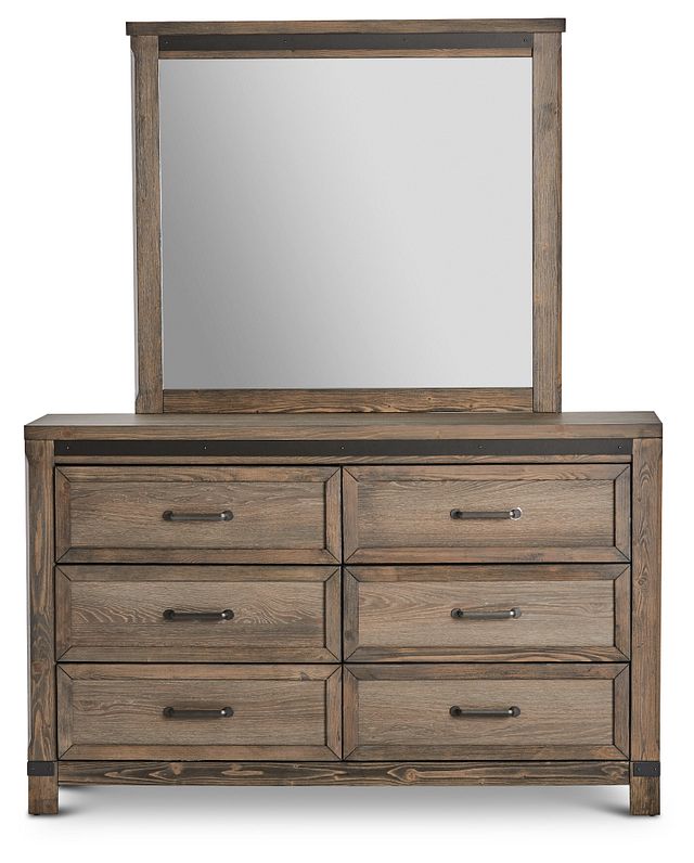Lancaster Mid Tone Wood Dresser & Mirror (2)