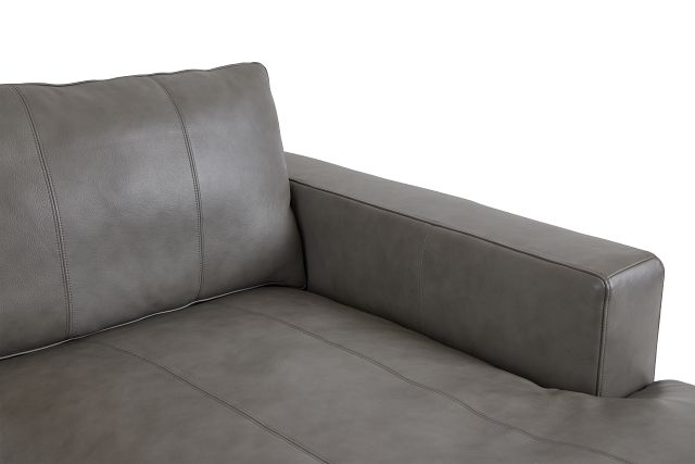 Dawkins Gray Leather Right Chaise
