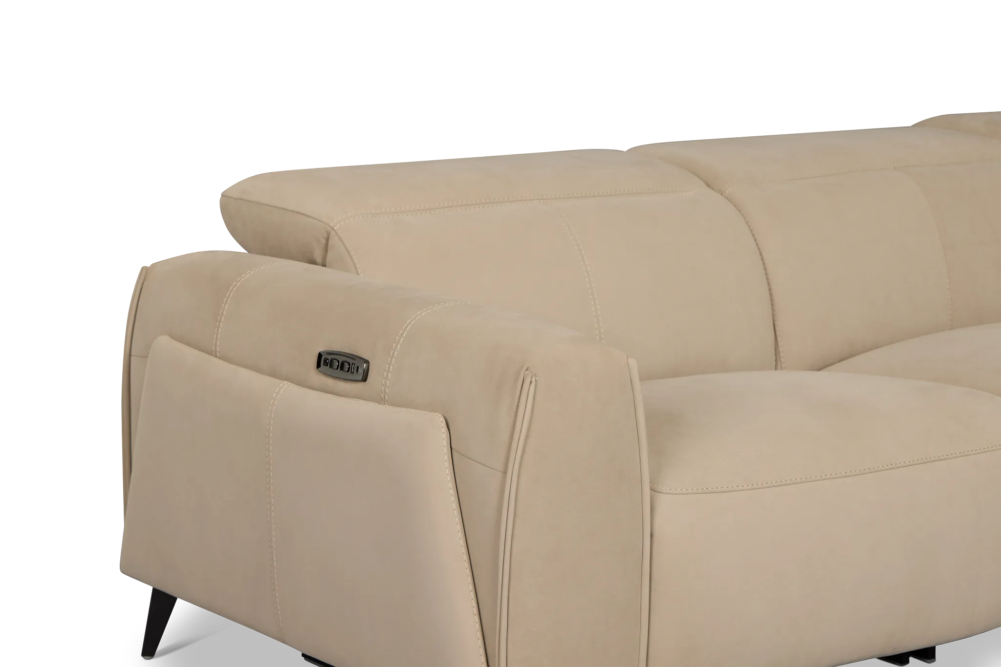 Reyna Beige Micro Small Dual Power Reclining Two-arm Sectional