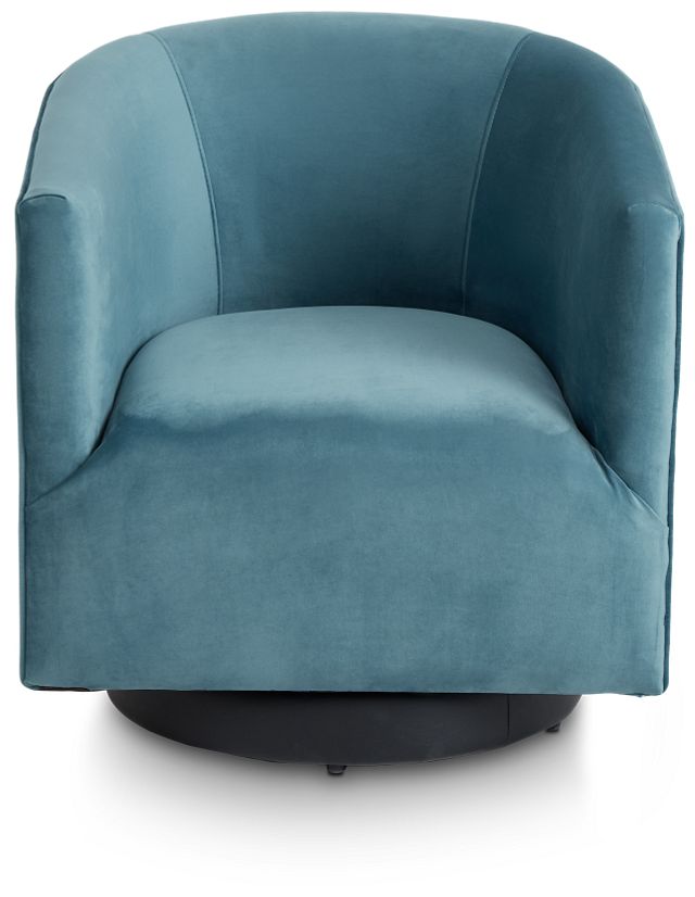 Charlotte Light Blue Velvet Swivel Accent Chair (2)