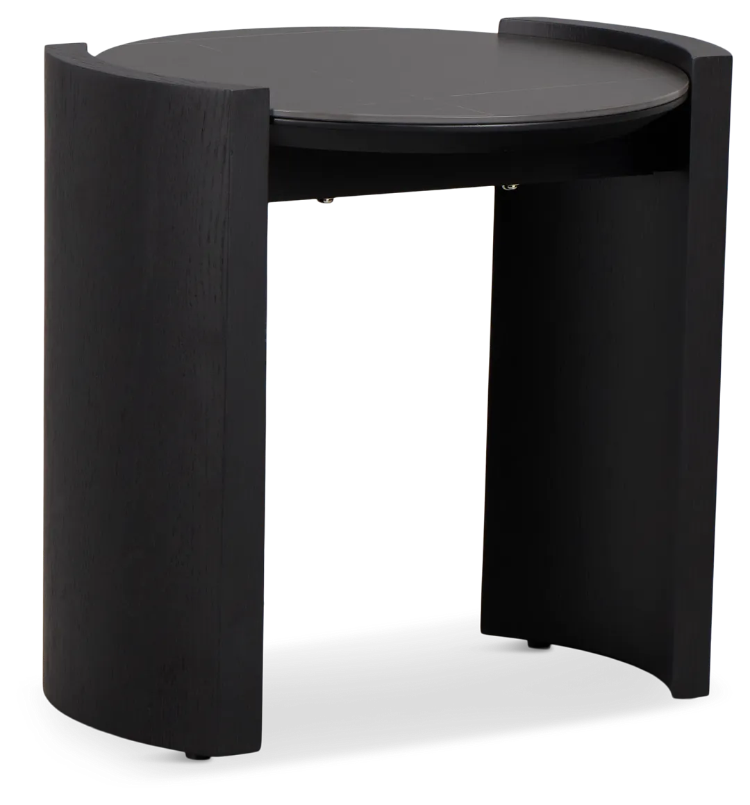Nomad Black Ceramic Round End Table
