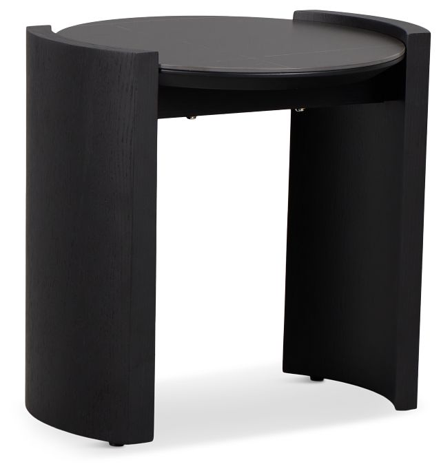 Nomad Black Ceramic Round End Table