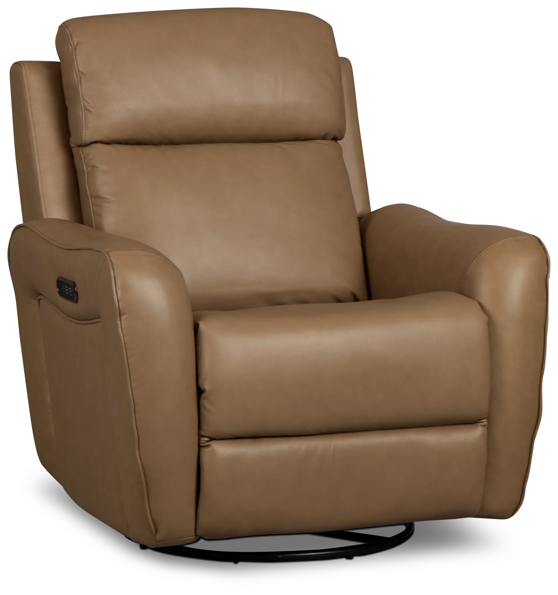 Julian Brown Lthr/vinyl Power Swivel Glider Recliner