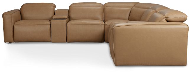 Ryland Brown Lthr/vinyl Large Triple Power Reclining Two-arm Sectional