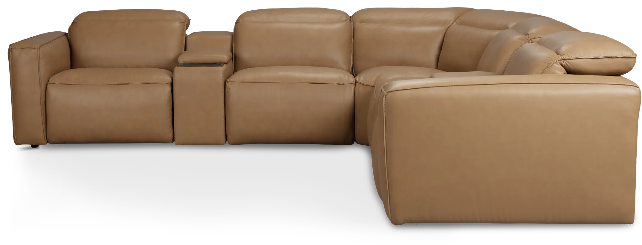 Ryland Brown Lthr/vinyl Large Triple Power Reclining Two-arm Sectional