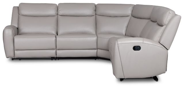 Walker Light Gray Lthr/vinyl Small Two-arm Manually Reclining Sectional