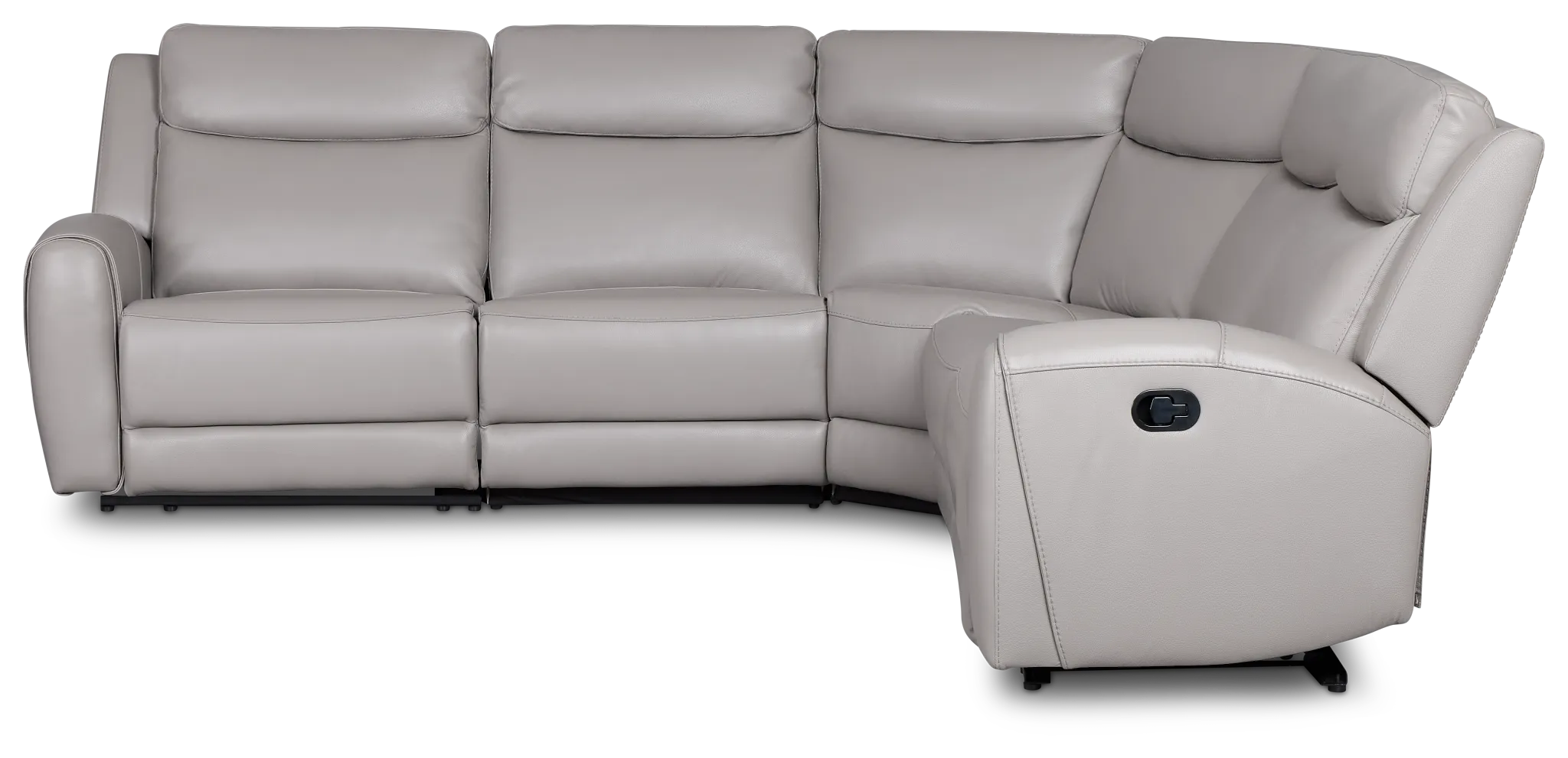 Walker Light Gray Lthr/vinyl Small Two-arm Manually Reclining Sectional