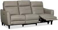 Keaton Gray Lthr/vinyl Power Reclining Sofa W/ Power Headrest