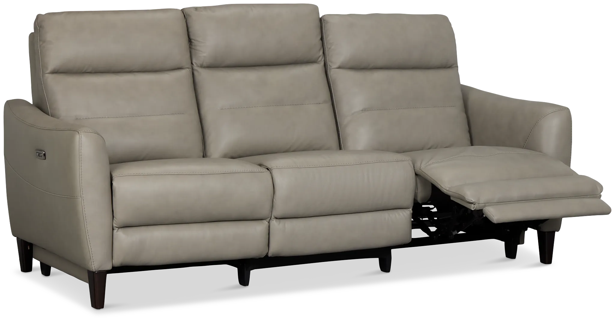 Keaton Gray Lthr/vinyl Power Reclining Sofa W/ Power Headrest