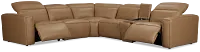 Ryland Brown Lthr/vinyl Medium Dual Power 2-arm Reclining Sectional