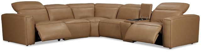 Ryland Brown Lthr/vinyl Medium Dual Power 2-arm Reclining Sectional