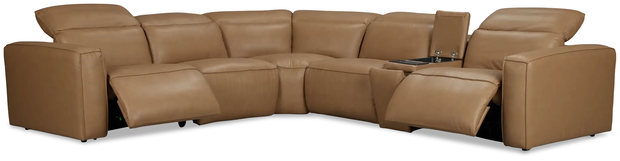 Ryland Brown Lthr/vinyl Medium Dual Power 2-arm Reclining Sectional Ryland Brown Lthr/vinyl Medium Dual Power 2-arm Reclining Sectional