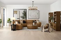 Sawyer Light Brown Micro Large Triple Power Reclining Two-arm Sectional