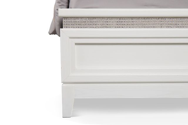Alessandria White Uph Panel Bed With Lights