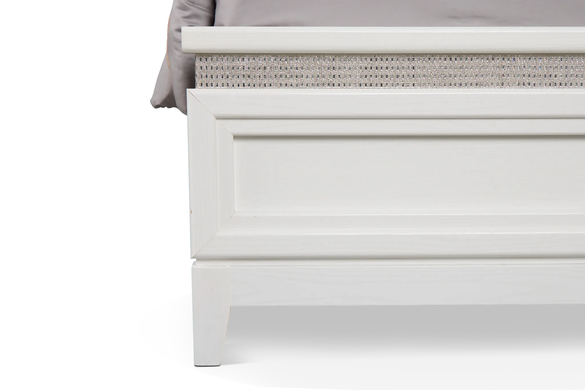 Alessandria White Uph Panel Bed With Lights