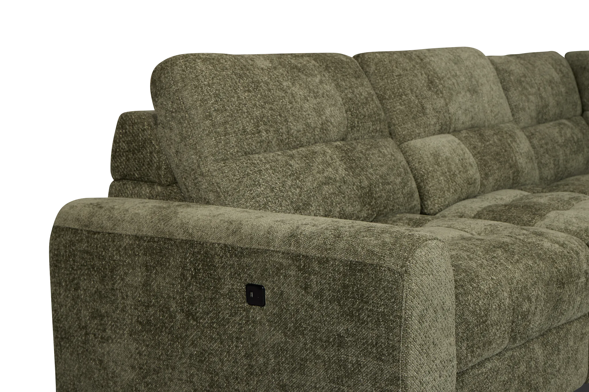Hendrix Green Fabric Small Right Chaise Power Extension Sectional