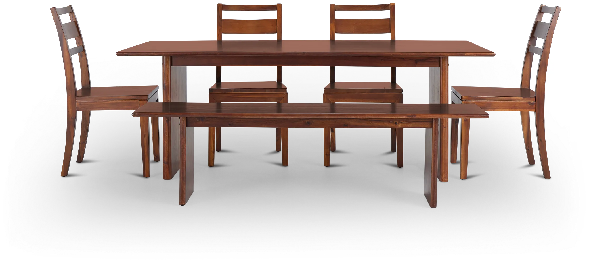Bowery Dark Tone Rect Table, 4 Chairs & Bench